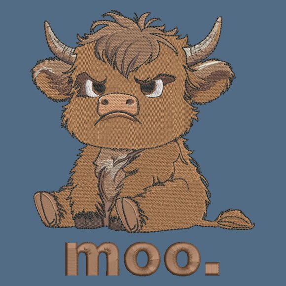 Grumpy Highland Cow Embroidered Adult Unisex Crewneck Sweatshirt - Picture 6 of 16